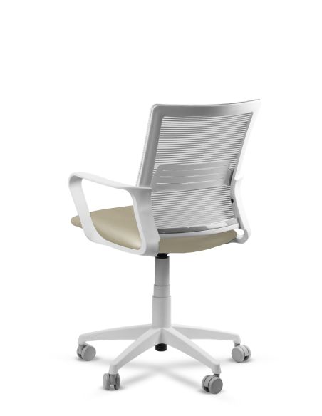 Silla Beige de Trabajo LINK White Neumática con Asiento Tela