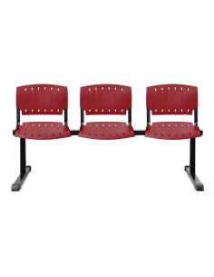 Silla Tandem 3 Cuerpos Plástico Rojo