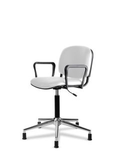 Silla para Peluquería Blanca ISO Neumática con Apoyabrazos