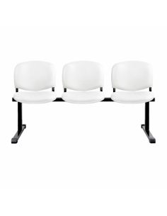 Silla Tandem 3 Cuerpos Tapizado en Blanco