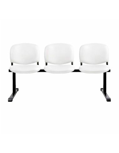 Silla Tandem 3 Cuerpos Tapizado en Blanco