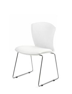 Silla Cafe Blanca Trineo Cromado