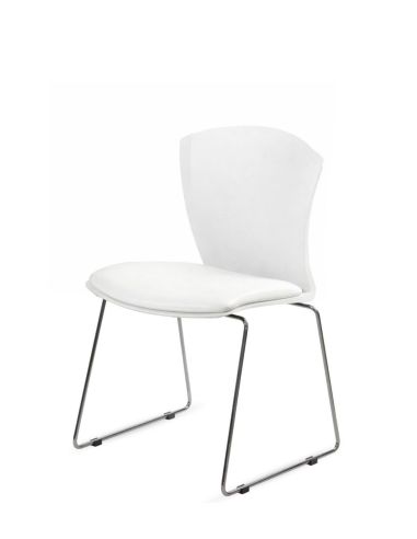 Silla Cafe Blanca Trineo Cromado