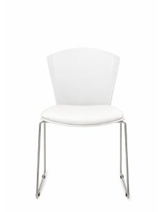 Silla Cafe Blanca Trineo Cromado 2