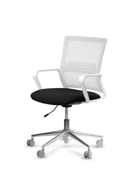 Silla de Trabajo LINK White Neumática Base Cromada