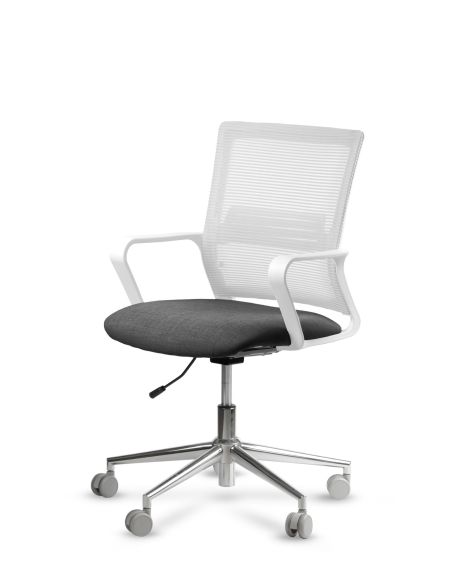 Silla de Trabajo LINK White Neumática Base Cromada