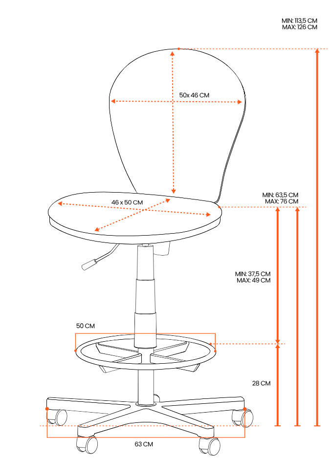 Medidas de la Silla Beta Cajera ROLIC